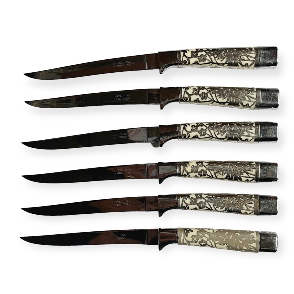 Vintage Carvel Hall - Briddell Steak Knives set of 6, Silver Overlay Handles
